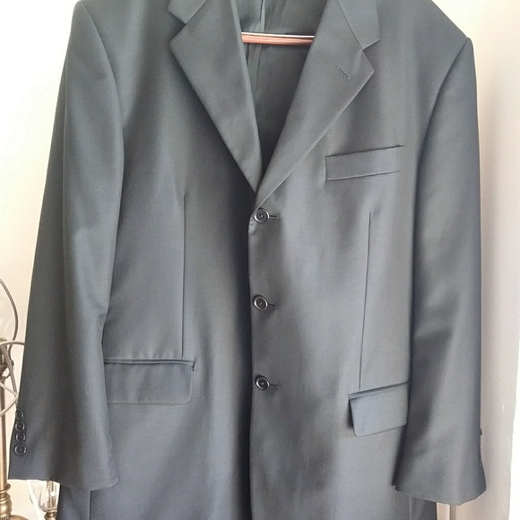 ADOLFO ITALY Super 120'S Black Coat Jacket 44R - Picture 6 of 8